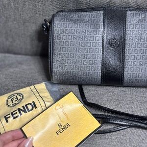 Fendi Gray and Black Crossbody Bag